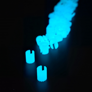 Alternative view of RibWave - Set inele de păr albastre fosforescente 50 buc.