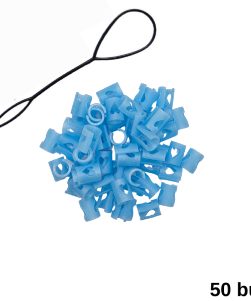 HeartClip - Set inele de păr albastre fosforescente 50 buc.