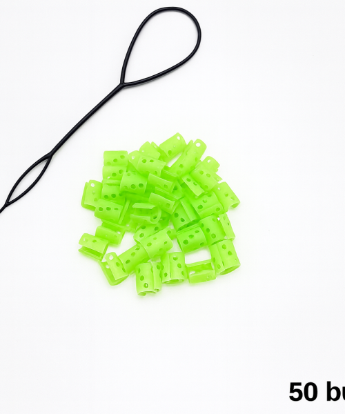 DotClip - Set inele păr verzi fosforescente 50 buc.