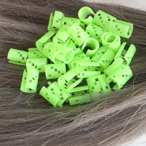 Alternative view of GeoClip - Set inele păr verzi fosforescente 50 buc.