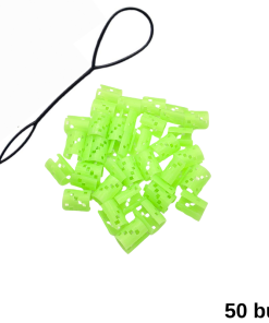 GeoClip - Set inele păr verzi fosforescente 50 buc.