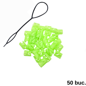 GeoClip - Set inele păr verzi fosforescente 50 buc.