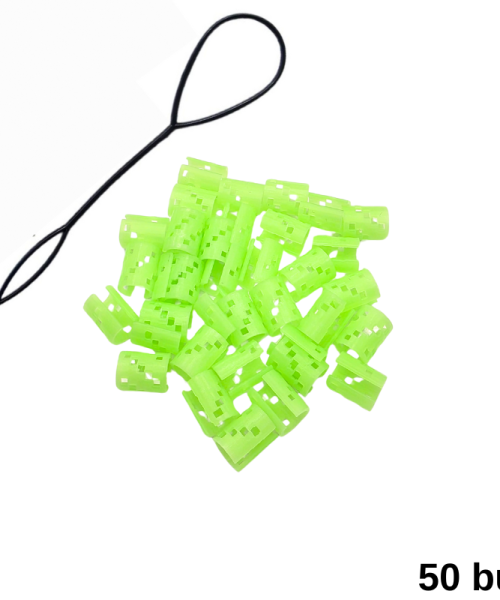 GeoClip - Set inele păr verzi fosforescente 50 buc.
