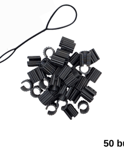 RibWave - Set inele de păr negre 50 buc.