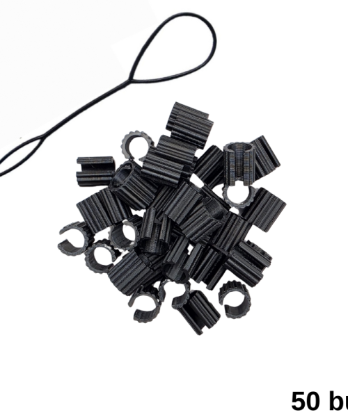 RibWave - Set inele de păr negre 50 buc.