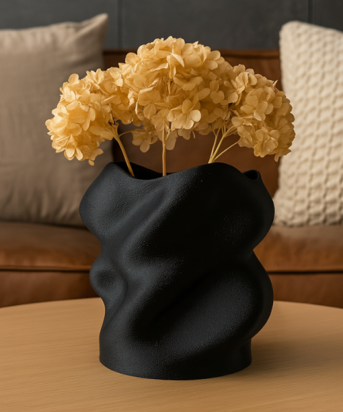 Eteria - Vază decorativă negru imprimată 3D - imagine 3