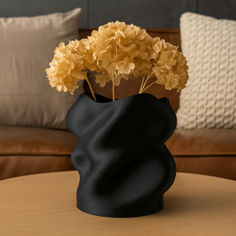 Eteria - Vază decorativă negru imprimată 3D - imagine 3