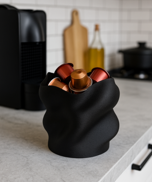 Eteria - Vază decorativă negru imprimată 3D - imagine 11