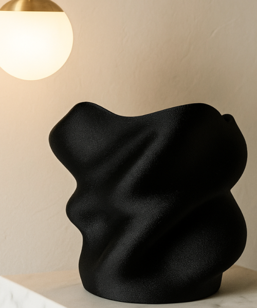Eteria - Vază decorativă negru imprimată 3D - imagine 7