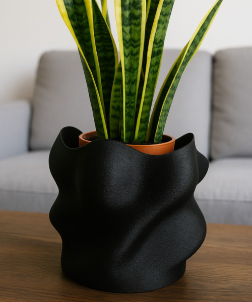 Eteria - Vază decorativă negru imprimată 3D - imagine 5