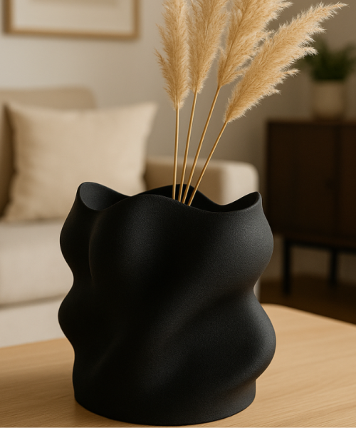 Eteria - Vază decorativă negru imprimată 3D - imagine 4