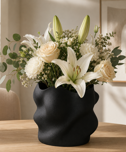 Eteria - Vază decorativă negru imprimată 3D