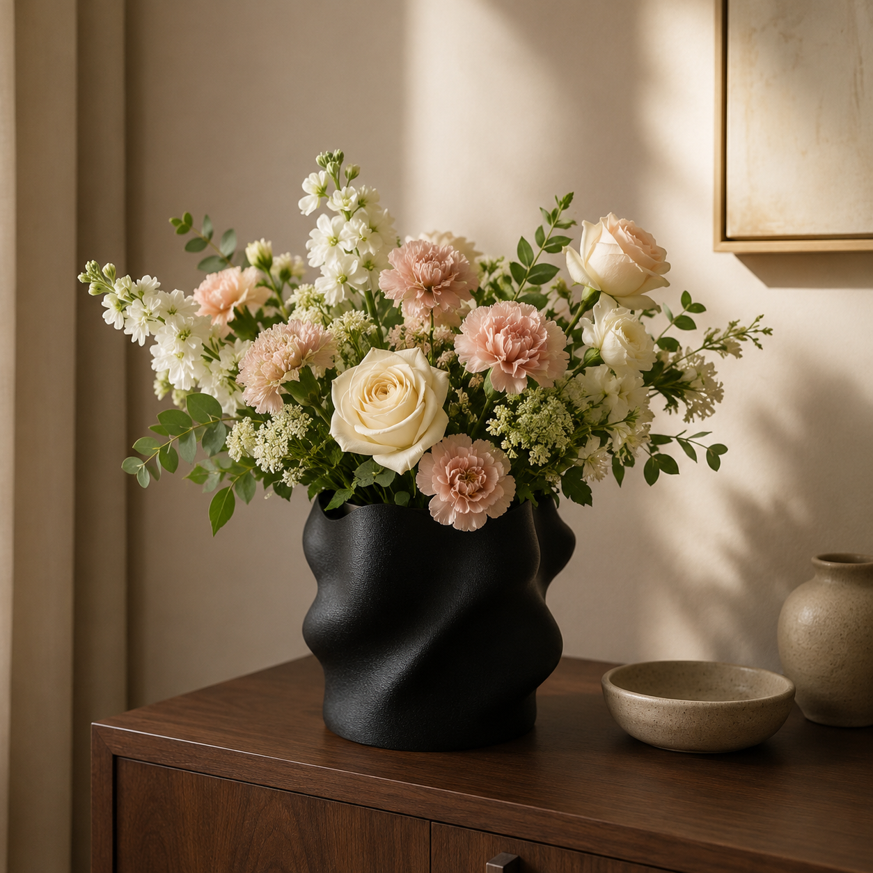 Eteria - Vază decorativă negru imprimată 3D - imagine 2