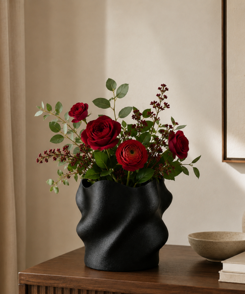Eteria - Vază decorativă negru imprimată 3D - imagine 6