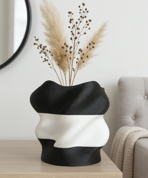 Eteria - Vază decorativă alb-negru 3D - imagine 13