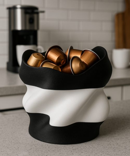 Eteria - Vază decorativă alb-negru 3D - imagine 4
