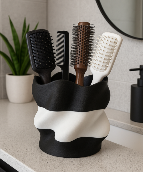 Eteria - Vază decorativă alb-negru 3D - imagine 6
