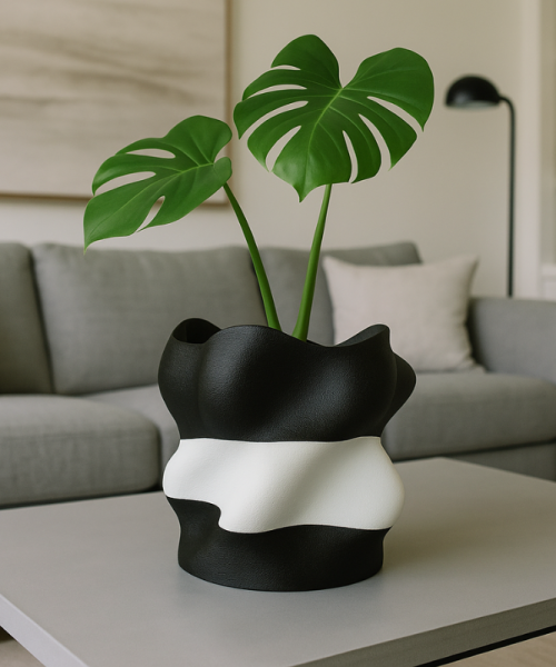 Eteria - Vază decorativă alb-negru 3D - imagine 14