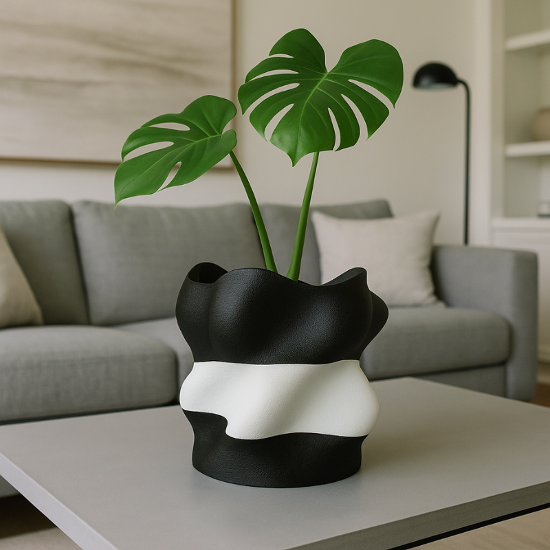 Eteria - Vază decorativă alb-negru 3D - imagine 14