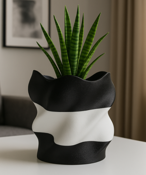 Alternative view of Eteria - Vază decorativă alb-negru 3D