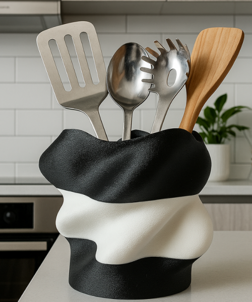 Eteria - Vază decorativă alb-negru 3D - imagine 8