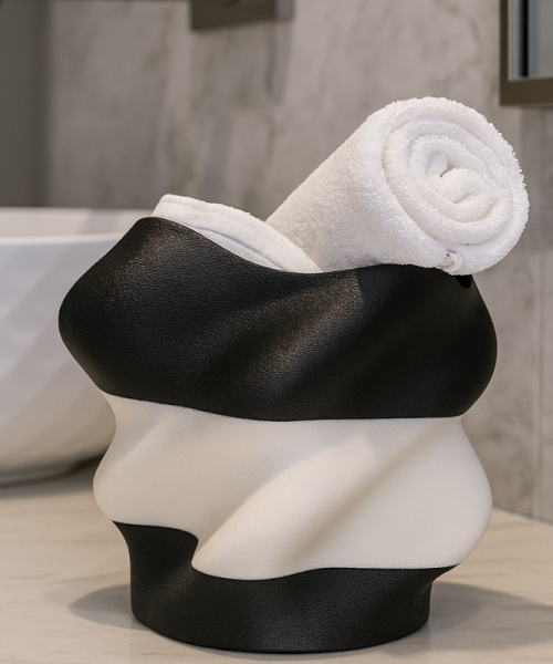Eteria - Vază decorativă alb-negru 3D - imagine 10