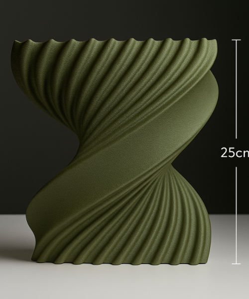 Spira - Vază decorativă verde imprimată 3D - imagine 10