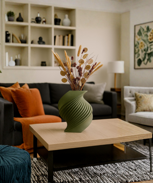 Spira - Vază decorativă verde imprimată 3D - imagine 11
