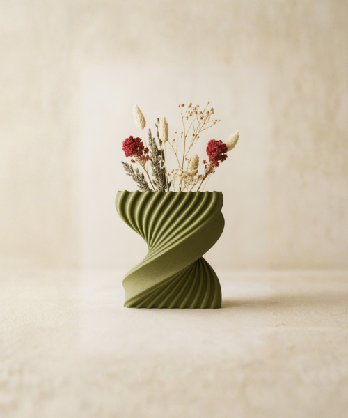Spira - Vază decorativă verde imprimată 3D - imagine 8