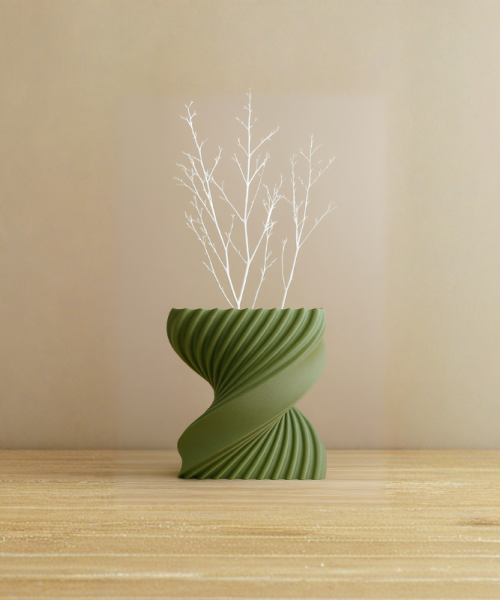 Spira - Vază decorativă verde imprimată 3D - imagine 3