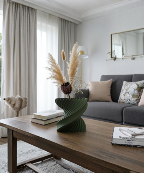 Spira - Vază decorativă verde imprimată 3D - imagine 4