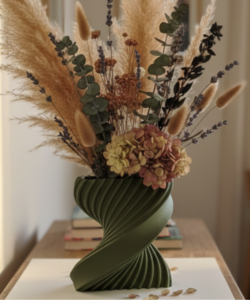 Spira - Vază decorativă verde imprimată 3D - imagine 9