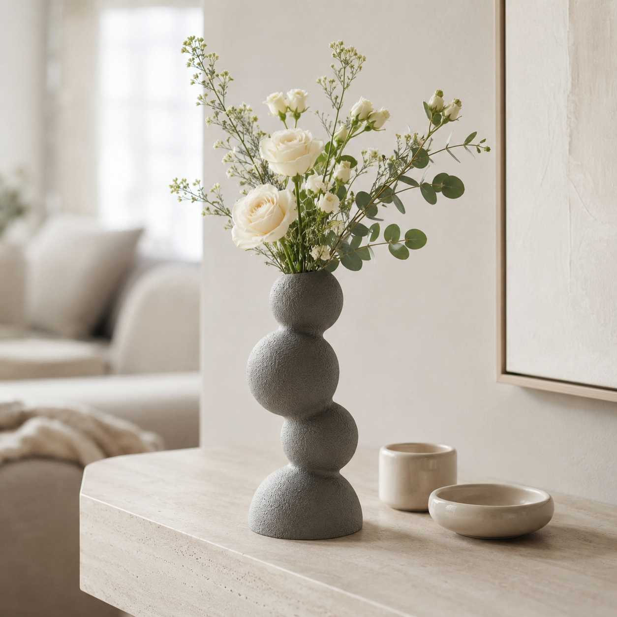 Sphera – Vază decorativă impermeabilă marble imprimată 3D cu luminițe cadou - imagine 12