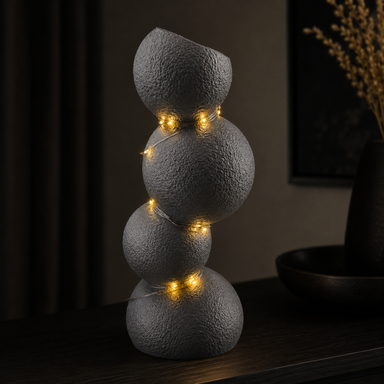 Sphera – Vază decorativă impermeabilă marble imprimată 3D cu luminițe cadou - imagine 5
