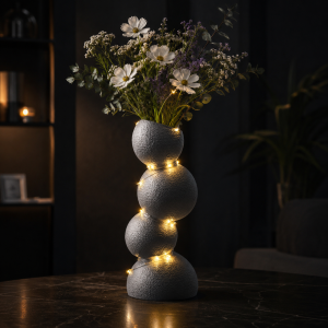 Alternative view of Sphera – Vază decorativă impermeabilă marble imprimată 3D cu luminițe cadou