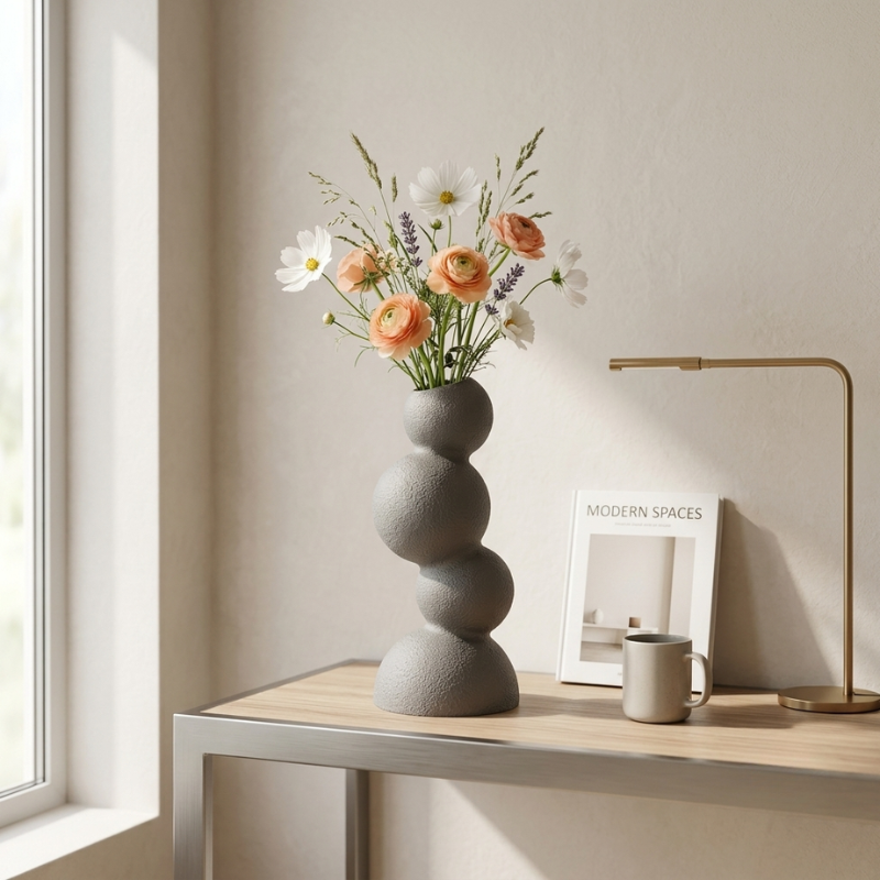 Sphera – Vază decorativă impermeabilă marble imprimată 3D cu luminițe cadou - imagine 9