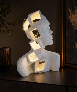 Alternative view of Mira – Statuetă decorativă abstractă marble imprimată 3D cu luminițe cadou