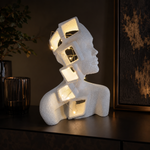 Alternative view of Mira – Statuetă decorativă abstractă marble imprimată 3D cu luminițe cadou