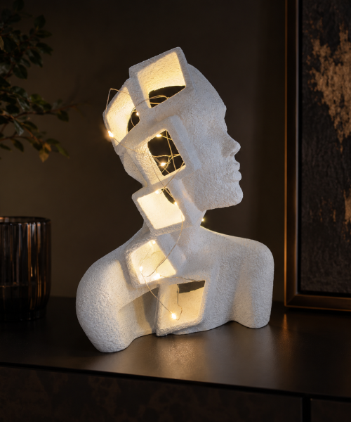 Alternative view of Mira – Statuetă decorativă abstractă marble imprimată 3D cu luminițe cadou