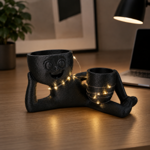 Alternative view of Milo – Organizator negru 3D cu luminițe cadou