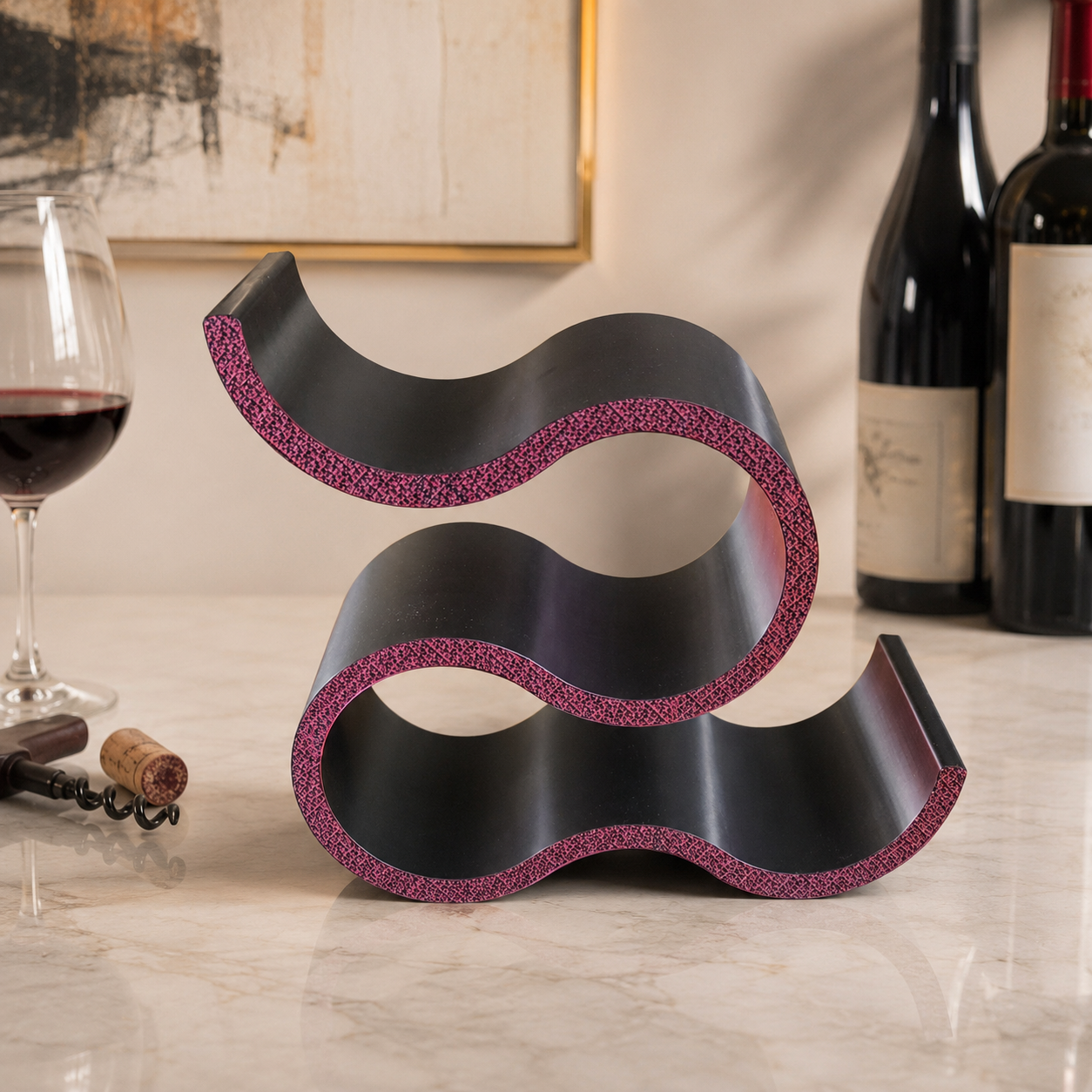 Cava – suport pentru 4 sticle de vin, imprimat 3D - imagine 2