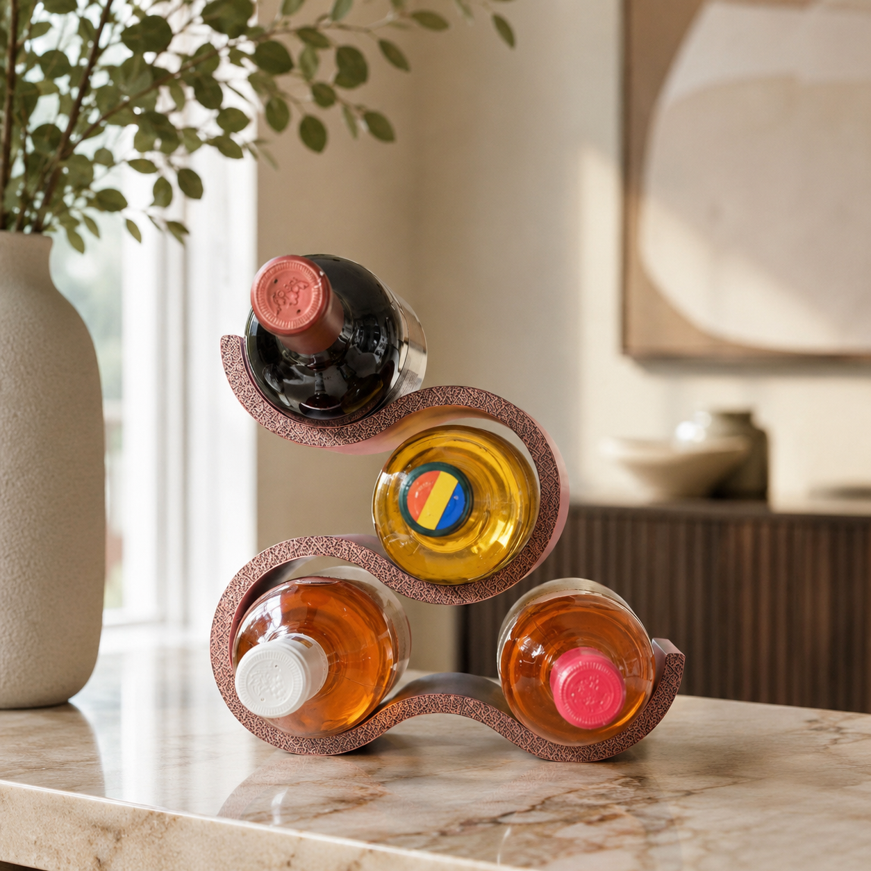 Cava – suport pentru 4 sticle de vin, imprimat 3D - imagine 3