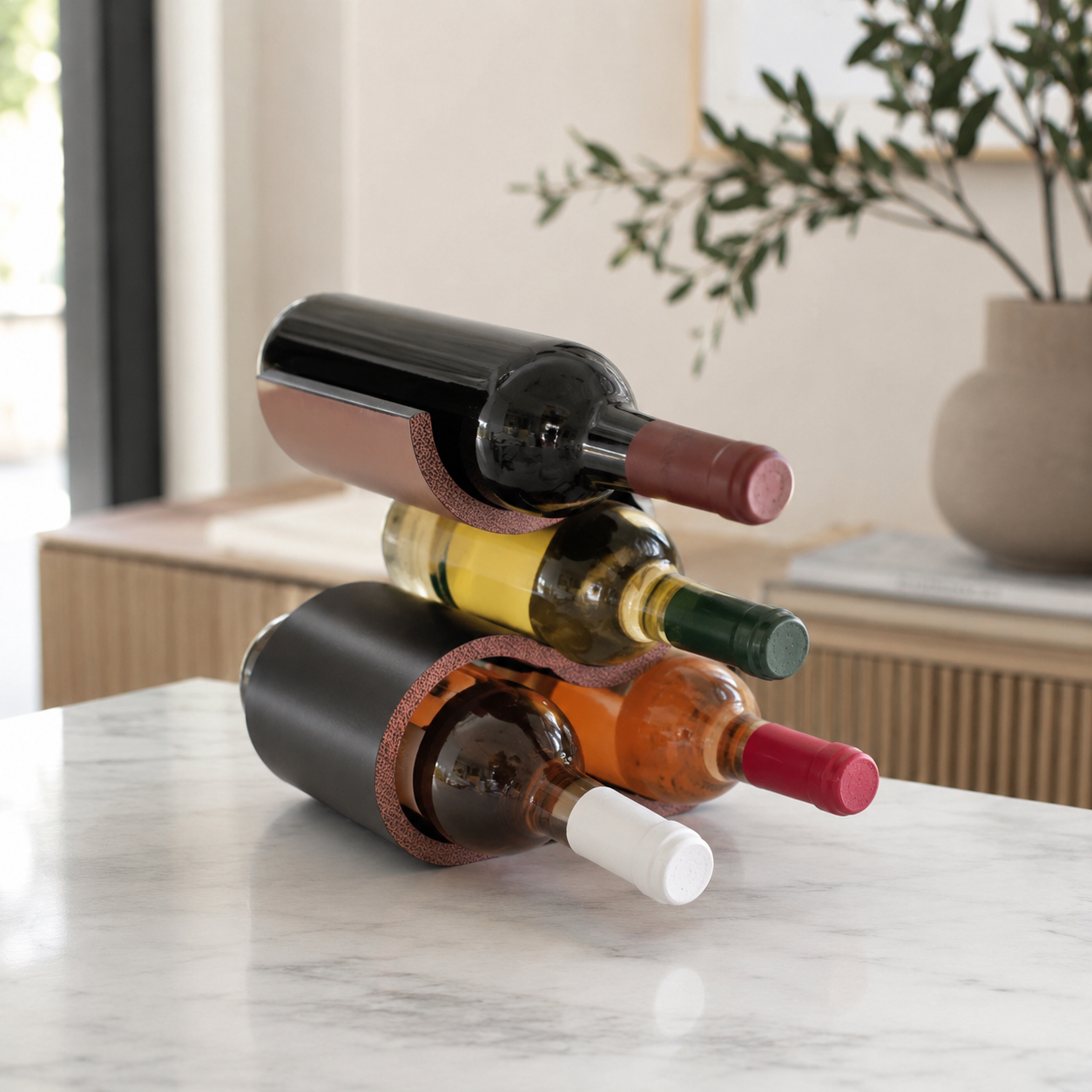 Cava – suport pentru 4 sticle de vin, imprimat 3D