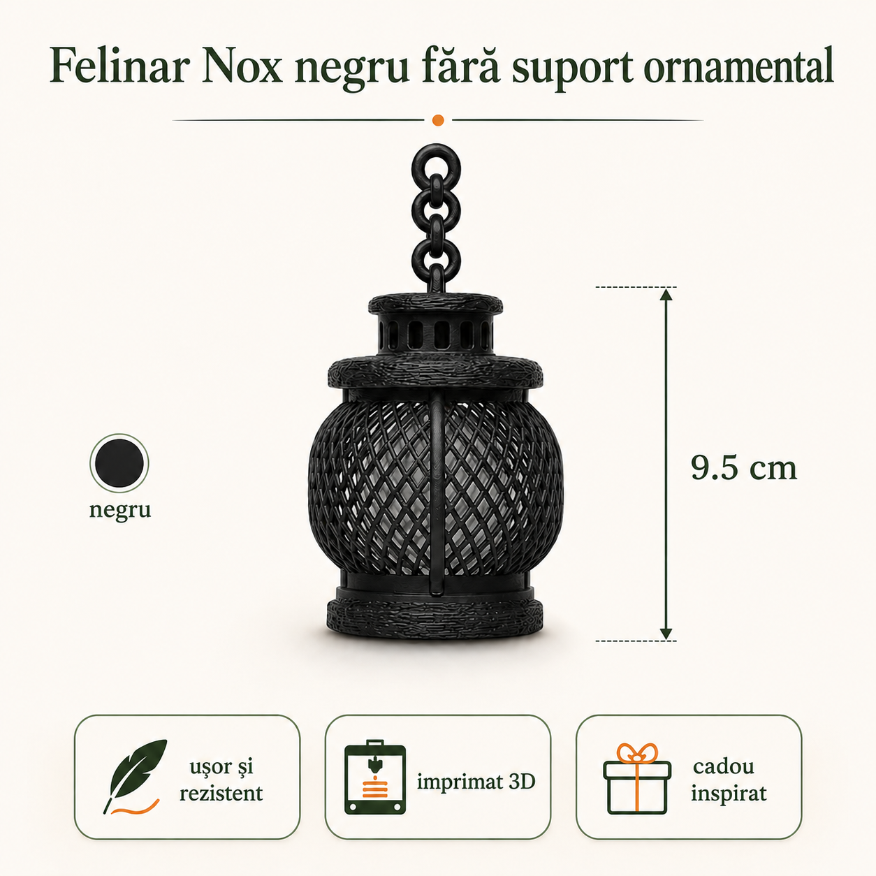 Nox negru - felinar fără suport ornamental - imagine 2