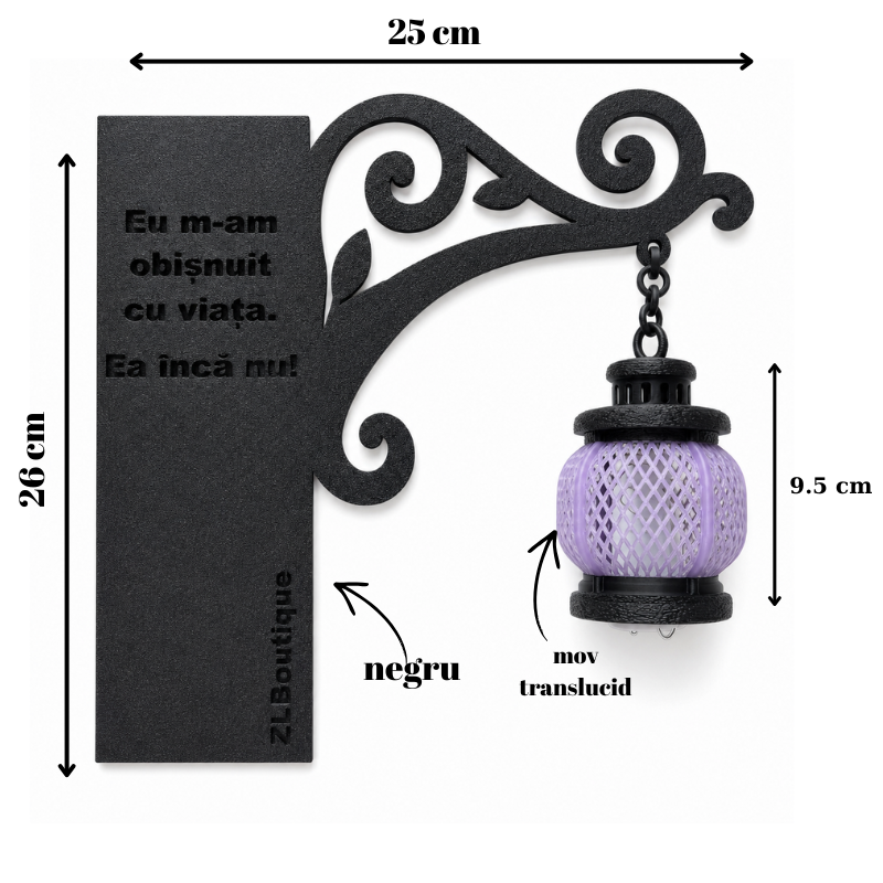 Nox Mov - Felinar decorativ mov/negru pentru bibliotecă - imagine 4