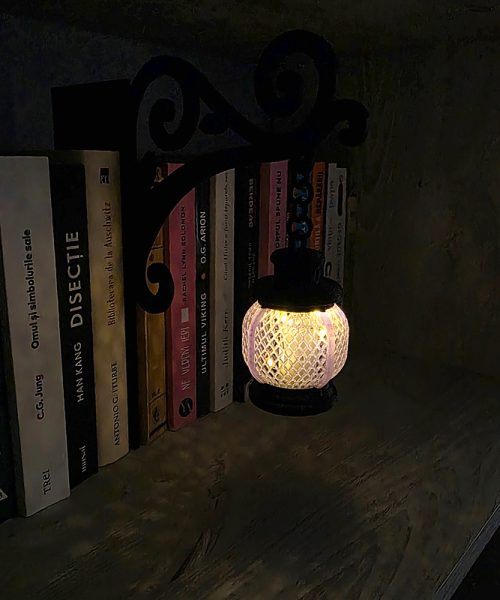 Alternative view of Nox Mov - Felinar decorativ mov/negru pentru bibliotecă